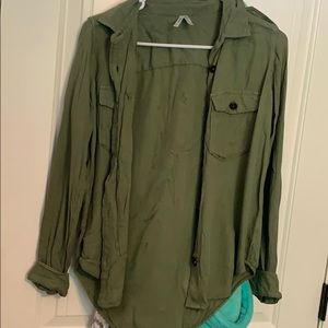 army green buttonup